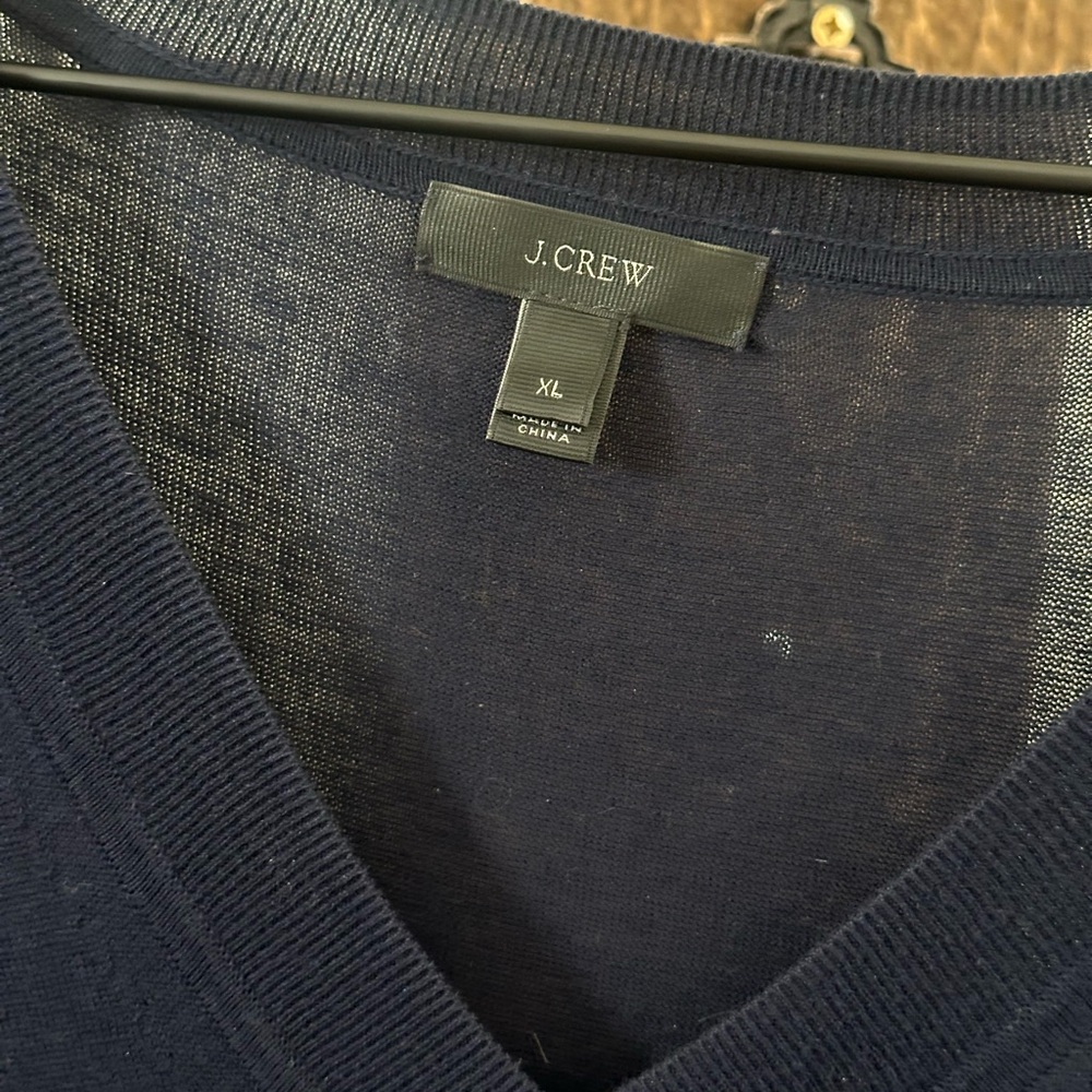 J. Crew Navy V-Neck Sweater cotton - Picture 3 of 4